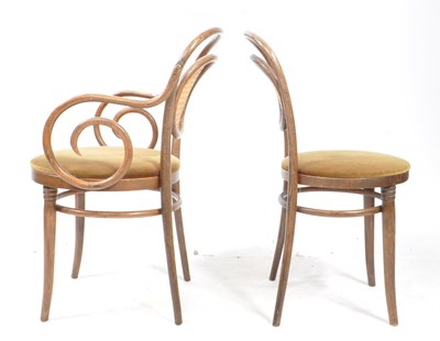 Lot 565 - DINETTE MID CENTURY SET OF EIGHT THONET STYLE BENTWOOD CHAIRS