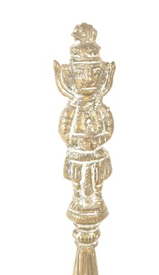Lot 240 - BRASS 19TH CENTURY TOBACCO STOPPER WITH TIBETAN BRASS RITUAL BELL