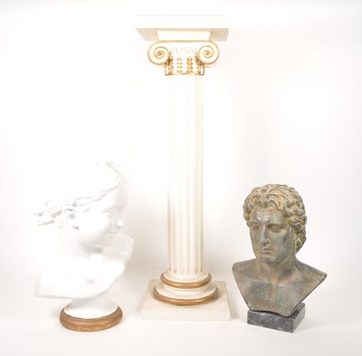 Lot 261 - LATE 20TH / 21ST CENTURY RESIN CORINTHIAN COLUMN WITH TWO BUSTS