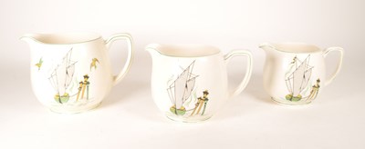 Lot 49 - NEW HALL POTTERY - THREE MID CENTURY EARTHENWARE JUGS