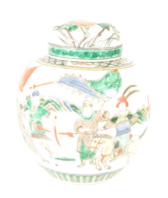Lot 57 - 19TH CENTURY CHINESE CHINA LIDDED GINGER JAR