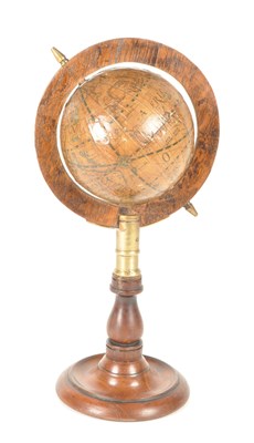 Lot 244 - EARLY 20TH CENTURY MINIATURE WOODEN AND BRASS DESKTOP GLOBE
