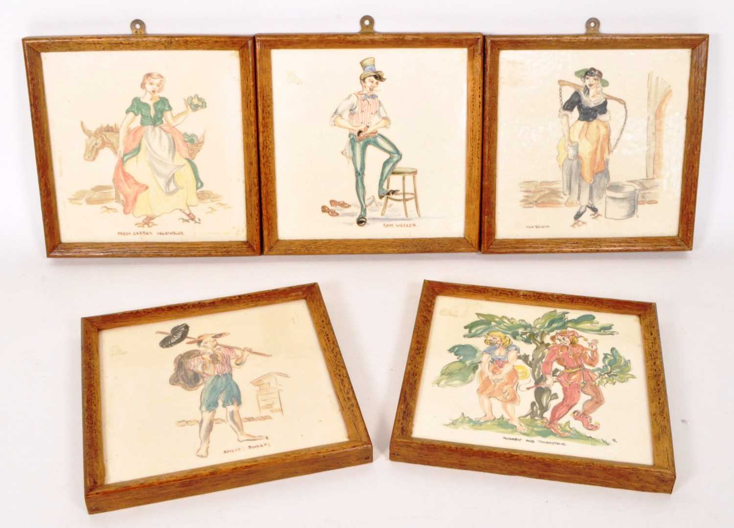 Lot 58 - FIVE 20TH CENTURY VINTAGE CERAMIC ILLUSTRATED PILKINGTON TILES