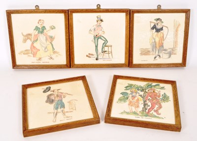 Lot 58 - FIVE 20TH CENTURY VINTAGE CERAMIC ILLUSTRATED PILKINGTON TILES
