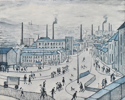 Lot 80 - AFTER L. S. LOWRY (1887-1976) - HUDDERSFIELD - SIGNED LITHOGRAPH
