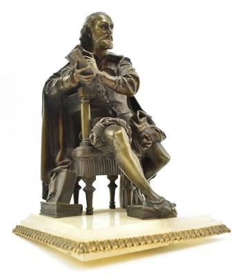 Lot 131 - VICTORIAN 19TH CENTURY BRONZE & ONYX FIGURE OF SHAKESPEARE