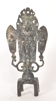Lot 265 - 19TH CENTURY CHINESE BRONZE BUDDHA DEITY FIGURE