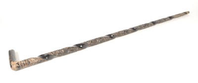 Lot 271 - EARLY 20TH CENTURY JAPANESE CARVED EBONISED WALKING STICK