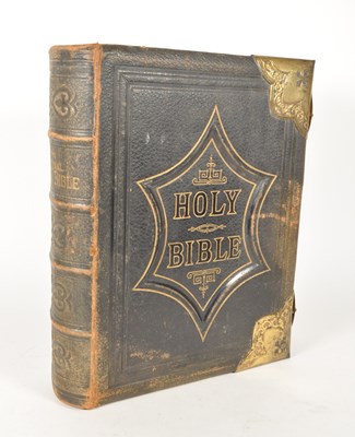 Lot 544 - 19TH CENTURY HARDBACK LEATHER BOUND FAMILY BIBLE