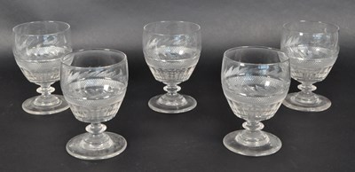 Lot 69 - FIVE 19TH CENTURY GEORGE IV RUMMER GLASSES