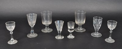 Lot 71 - GEORGE III 18TH CENTURY RUMMER, LIQUOR AND TOASTING GLASSES