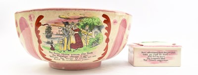 Lot 144 - CROWN DEVON FIELDINGS - SAILOR'S FAREWELL - 1930S CERAMIC FRUIT BOWL & BUTTER DISH