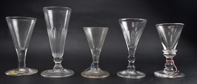 Lot 149 - FIVE 18TH CENTURY ALE & GIN GLASSES