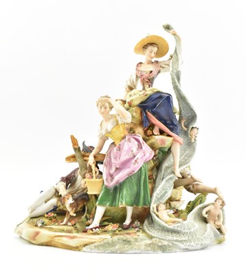 Lot 140 - BELIEVED MEISSEN, GERMANY - LARGE 19TH CENTURY PORCELAIN GROUP FIGURE
