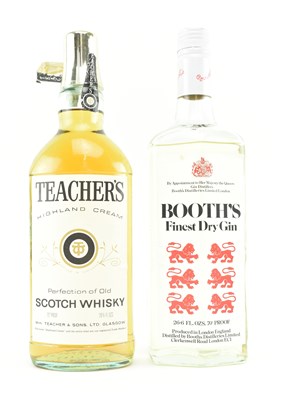 Lot 162 - BOOTH'S FINEST DRY GIN & TEACHER'S CREAM SCOTCH WHISKY - 70 PROOF (2)