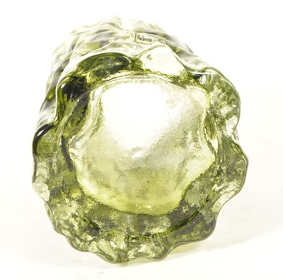 Lot 83 - MANNER OF WHITEFRIARS - MID CENTURY GREEN STUDIO GLASS BARK VASE