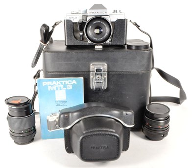 Lot 304 - LATE 20TH CENTURY PRAKTICA MTL 3 CAMERA WITH TWO LENSES