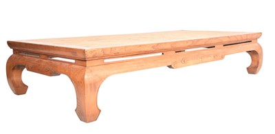 Lot 739a - QING DYNASTY ELM WOOD & WOVEN TOP DAYBED COFFEE TABLE
