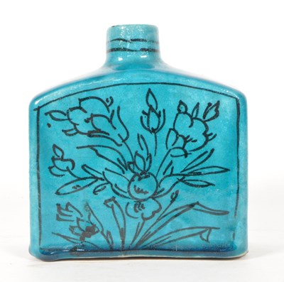 Lot 87 - LATE 19TH / EARLY 20TH CENTURY IRANIAN QAJAR DYNASTY POTTERY BOTTLE