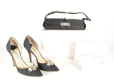 Lot 318 - JIMMY CHOO - VINTAGE HIGH HEEL SHOES WITH MATCHING CLUTCH BAG
