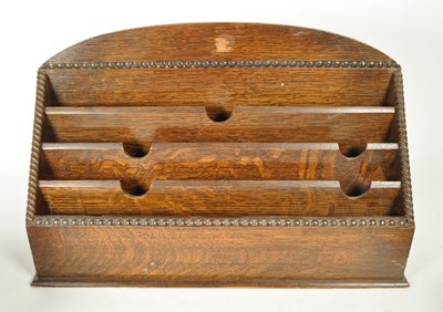 Lot 323 - 20TH CENTURY WOODEN TEA CADDY ALONGSIDE MONEY BOX AND LETTER RACK