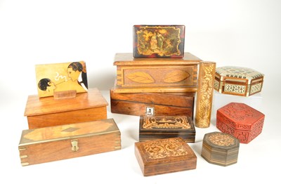 Lot 326 - COLLECTION OF VARIOUS 20TH CENTURY LIDDED WOODEN BOXES