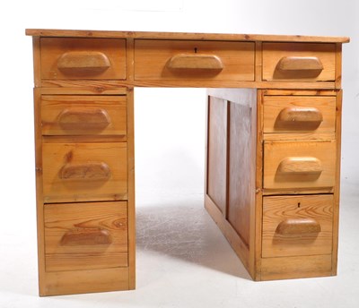 Lot 718 - LARGE VINTAGE 20TH CENTURY PINE PARTNER'S WRITING DESK