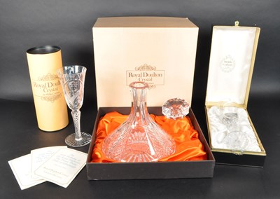 Lot 101 - THREE LATE 20TH CENTURY CRYSTAL GLASS PIECES OF ROYAL INTEREST
