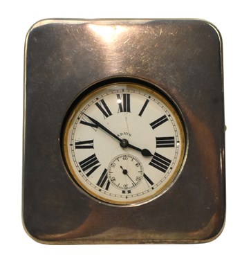 Lot 105 - 19TH CENTURY 8 DAY TRAVEL CLOCK IN A SILVER CLOCK CASE