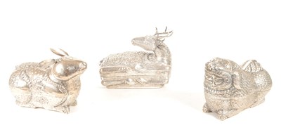 Lot 337 - THREE VINTAGE 20TH CENTURY METAL ANIMAL BOXES