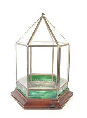 Lot 339 - 20TH CENTURY VINTAGE LEADED GLASS HEXAGONAL TERRARIUM