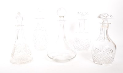 Lot 167 - FIVE 20TH CENTURY GLASS DECANTERS