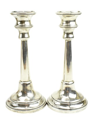 Lot 19 - PAIR OF 20TH CENTURY GEORGE VI HALLMARKED SILVER CANDLESTICKS