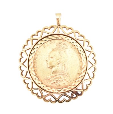 Lot 81 - VICTORIAN 1891 FULL SOVEREIGN COIN IN 9CT GOLD MOUNT
