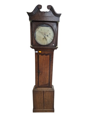 Lot 730a - 19TH CENTURY GEORGE III OAK LONGCASE CLOCK
