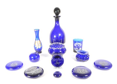 Lot 114 - COLLECTION OF 20TH CENTURY COBALT BLUE GLASS INCLUDING BRISTOL BLUE