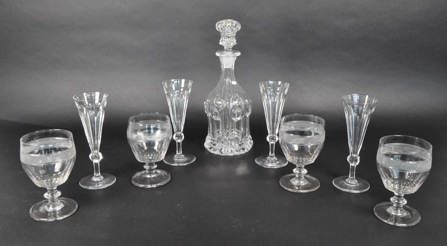 Lot 128 - COLLECTION OF 19TH CENTURY CUT DRINKING GLASSES & DECANTER