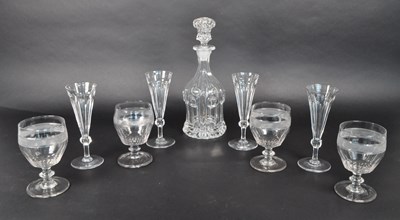 Lot 128 - COLLECTION OF 19TH CENTURY CUT DRINKING GLASSES & DECANTER