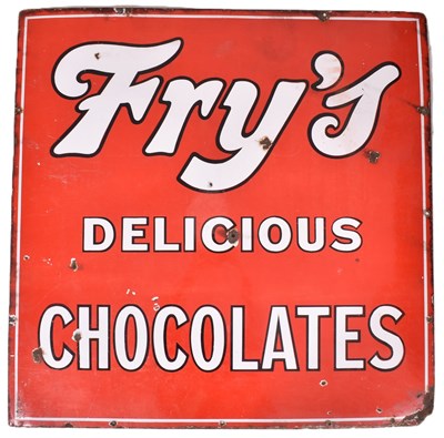 Lot 135 - FRY'S DELICIOUS CHOCOLATES - ENAMEL ADVERTISING SIGN
