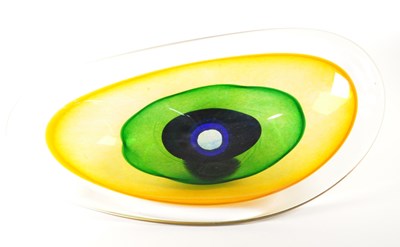 Lot 131 - 21ST CENTURY TEIGN VALLEY SATURN ART GLASS CENTREPIECE BOWL