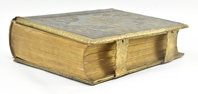 Lot 378 - MID 19TH CENTURY SCOTTISH HOLY BIBLE WITH BLIND & GILT STAMPED BINDING & BRASS CLASPS