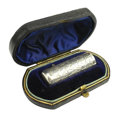 Lot 23 - CASED VICTORIAN HALLMARKED SILVER MOUNTED PERFUME SCENT BOTTLE