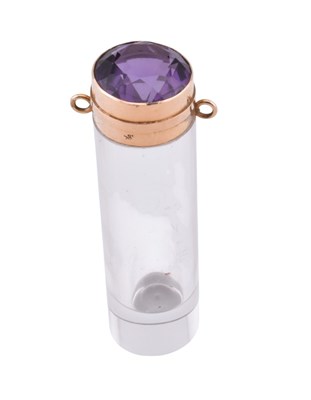 Lot 72 - CONTINENTAL AMETHYST & GOLD TOPPED BOTTLE VIAL