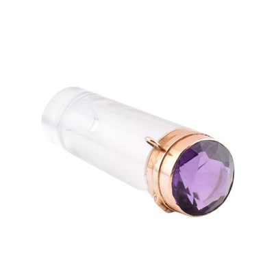 Lot 72 - CONTINENTAL AMETHYST & GOLD TOPPED BOTTLE VIAL