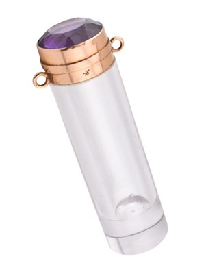 Lot 72 - CONTINENTAL AMETHYST & GOLD TOPPED BOTTLE VIAL