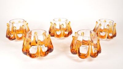 Lot 157 - OBERGLAS - FIVE 1970S AUSTRIAN GLASS LIGHT SHADES
