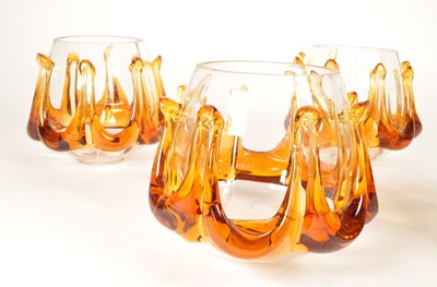 Lot 157 - OBERGLAS - FIVE 1970S AUSTRIAN GLASS LIGHT SHADES