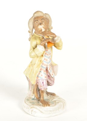 Lot 184 - MANNER OF MEISSEN - 20TH CENTURY PORCELAIN MONKEY BAND MEMBER