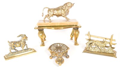 Lot 439 - COLLECTION OF 20TH CENTURY BRASS FIGURES AND FIRESIDE ITEMS