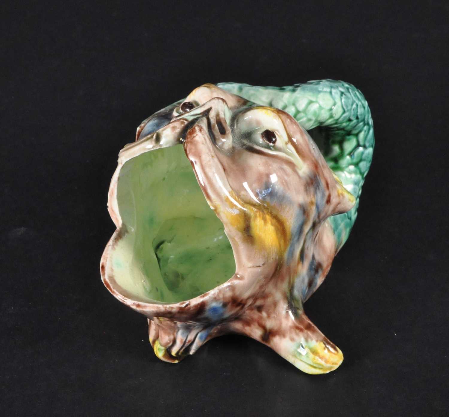 Lot 191 - MAJOLICA 19TH CENTURY FISH SPOON WARMER